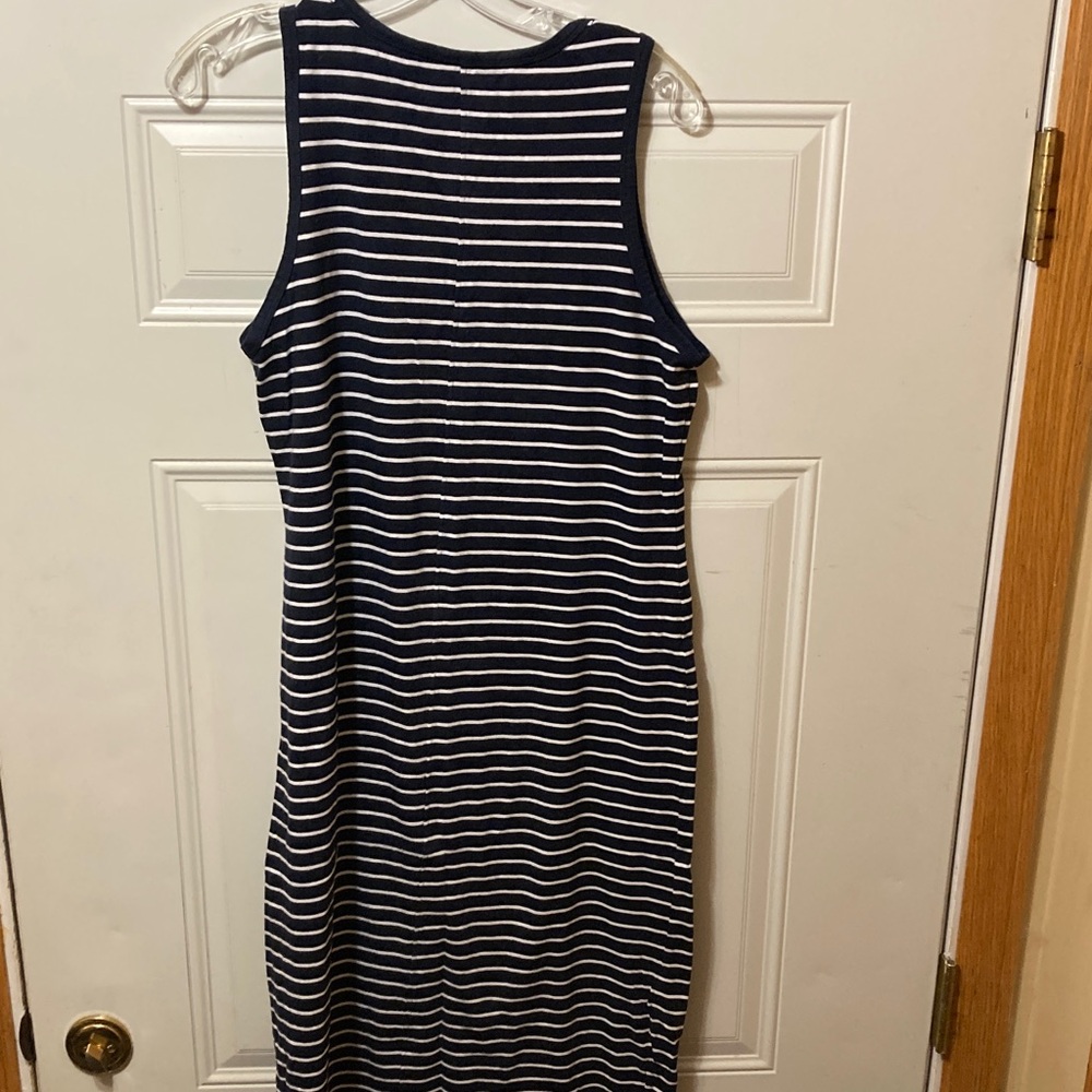 Tommy Hilfiger Navy and White Striped Maxi Dress M - Picture 4 of 7